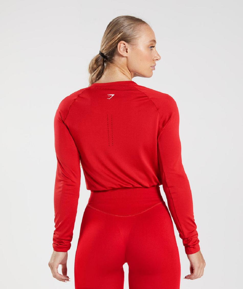 Gymshark Sweat Seamless Ženske Dugi Rukav Crvene | HR 3513HAP